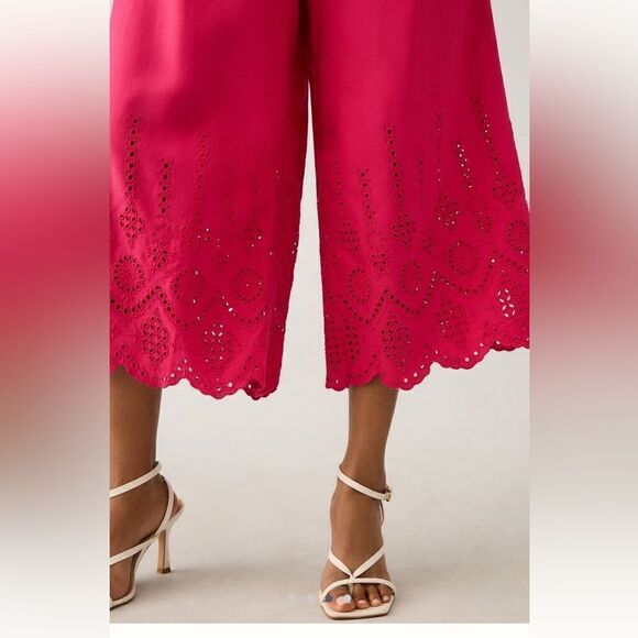 By Anthropologie Wide-Leg Eyelet Crop Pants - Picture 3 of 4